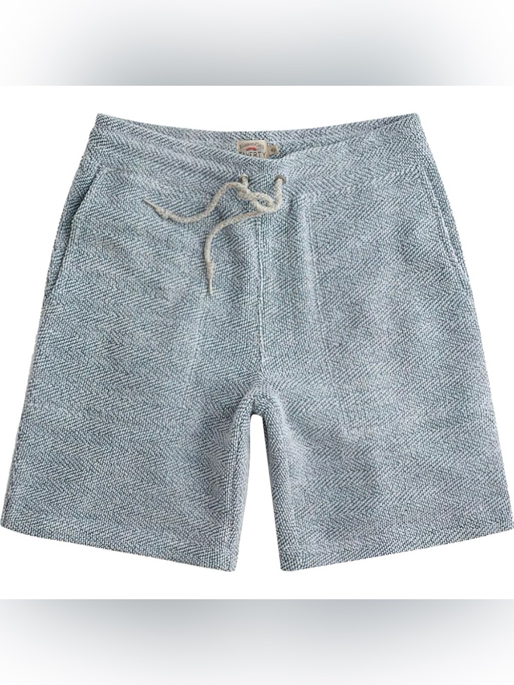 Faherty Light Blue Herringbone Terry Drawstring Shorts Large